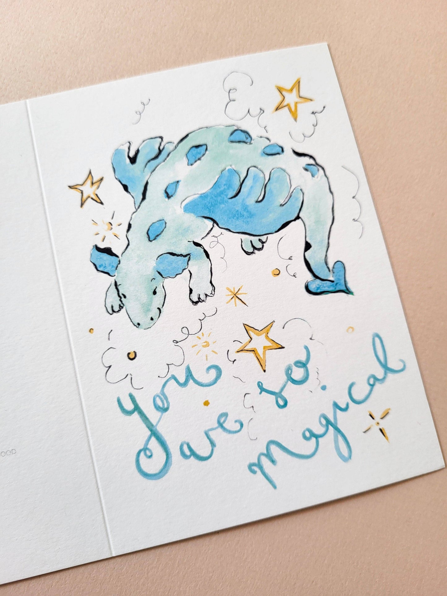 La la lu - Magical Dragon Card in Green