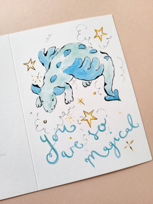 La la lu - Magical Dragon Card in Green