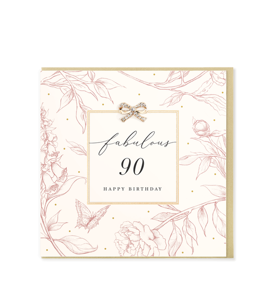 Hearts Designs - Fabulous 90 Happy Birthday, Embellished Greetings Card