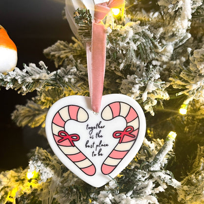 Sunshine Lane - Candy Cane Christmas Ornament - together is the best place to be