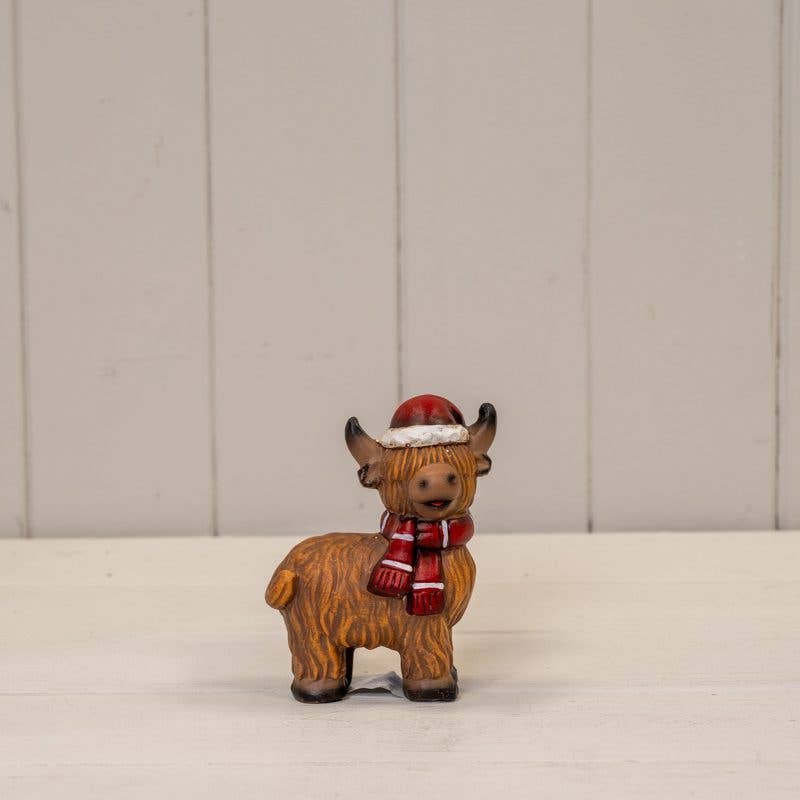 Terracotta Highland Cow small christmas decoration