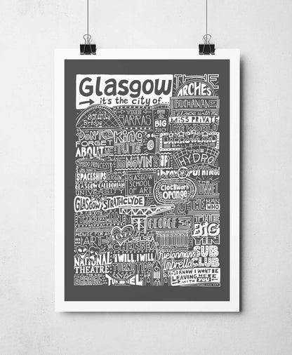 Sketchbook Design - Glasgow Landmarks It's The City Of Art Print