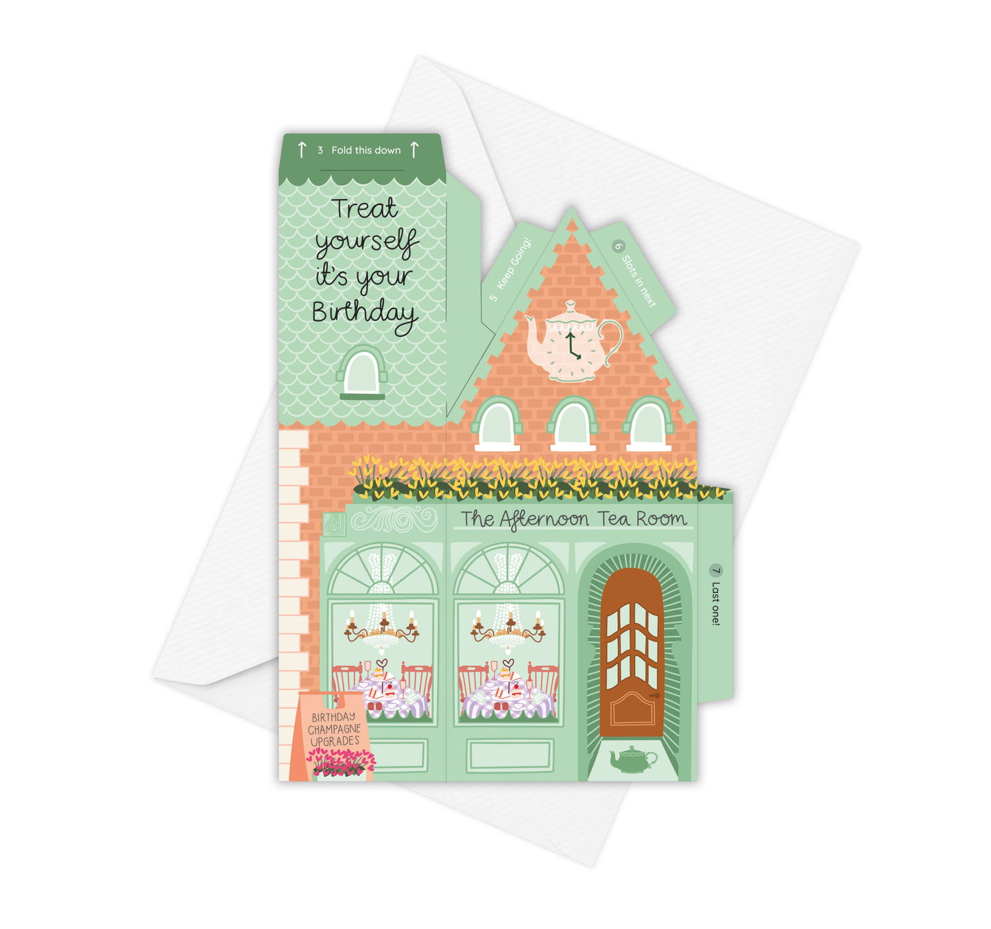 Two For Joy Illustration - Afternoon Tea Birthday Card – 3D Slot Together Card