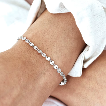 Aria & Avery - Matching Silver Coin Waterproof Bracelet Set of 2
