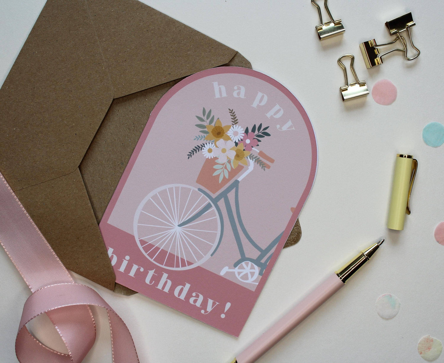 Ellice Owens Designs - Retro Bicycle Birthday Card for Her, Vintage Bike Card