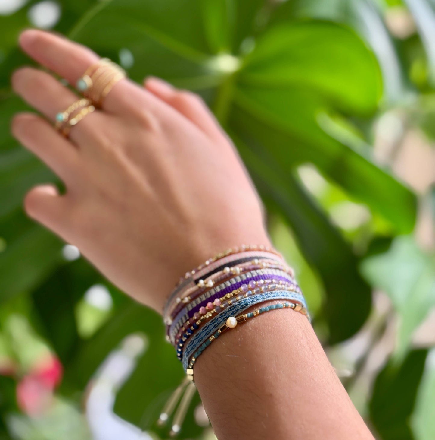 Ocean Ripples - Japanese Miyuki Bracelet Set of 3 Pink