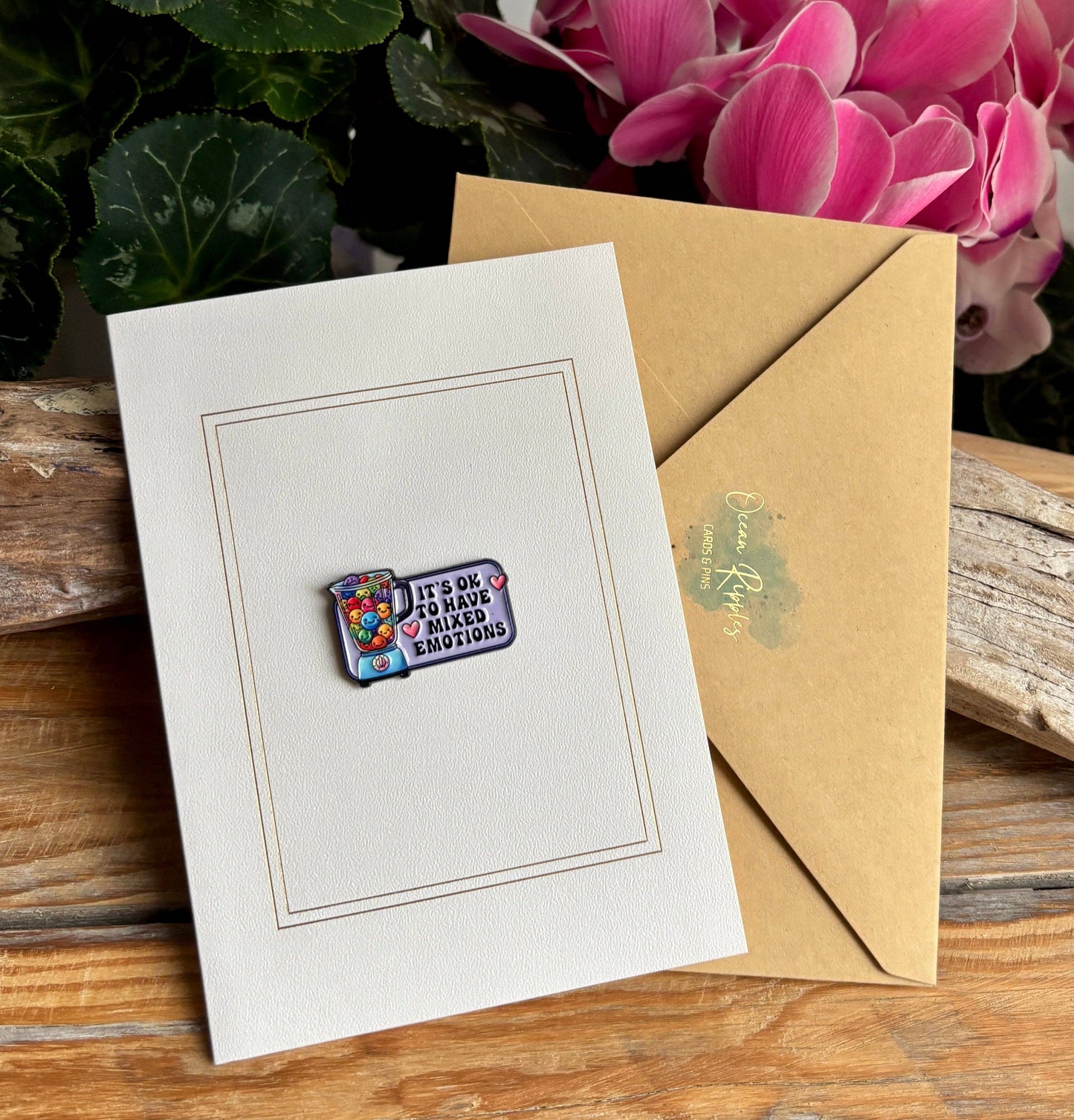 Ocean Ripples - It's Ok to Have Mixed Emotions Pin Badge Card