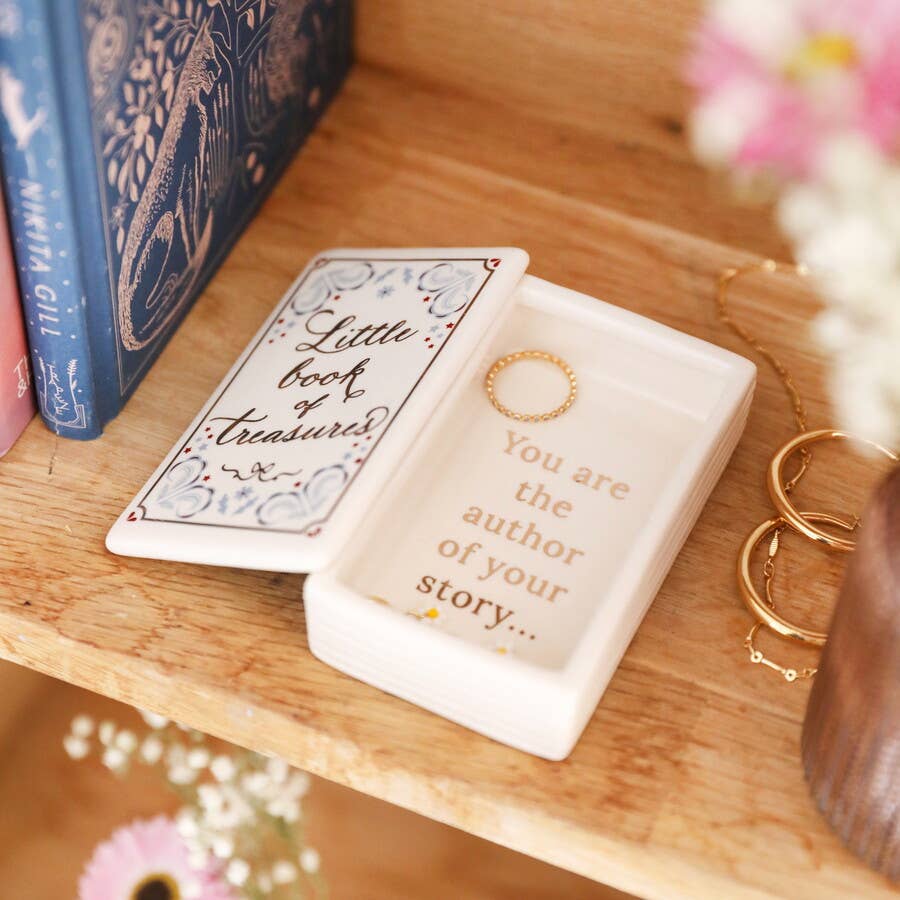 Lisa Angel (US Duties Paid) - Ceramic 'Little Book of Treasures' Trinket Pot