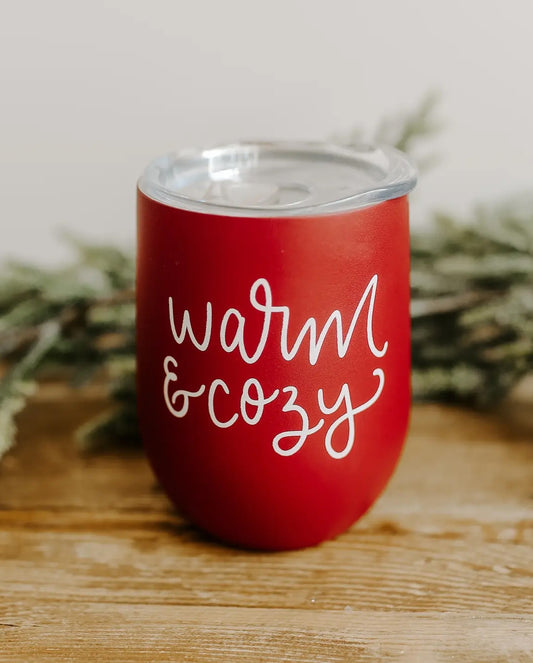 Warm & Cozy Metal Wine Tumbler - Christmas Home Decor & Gift