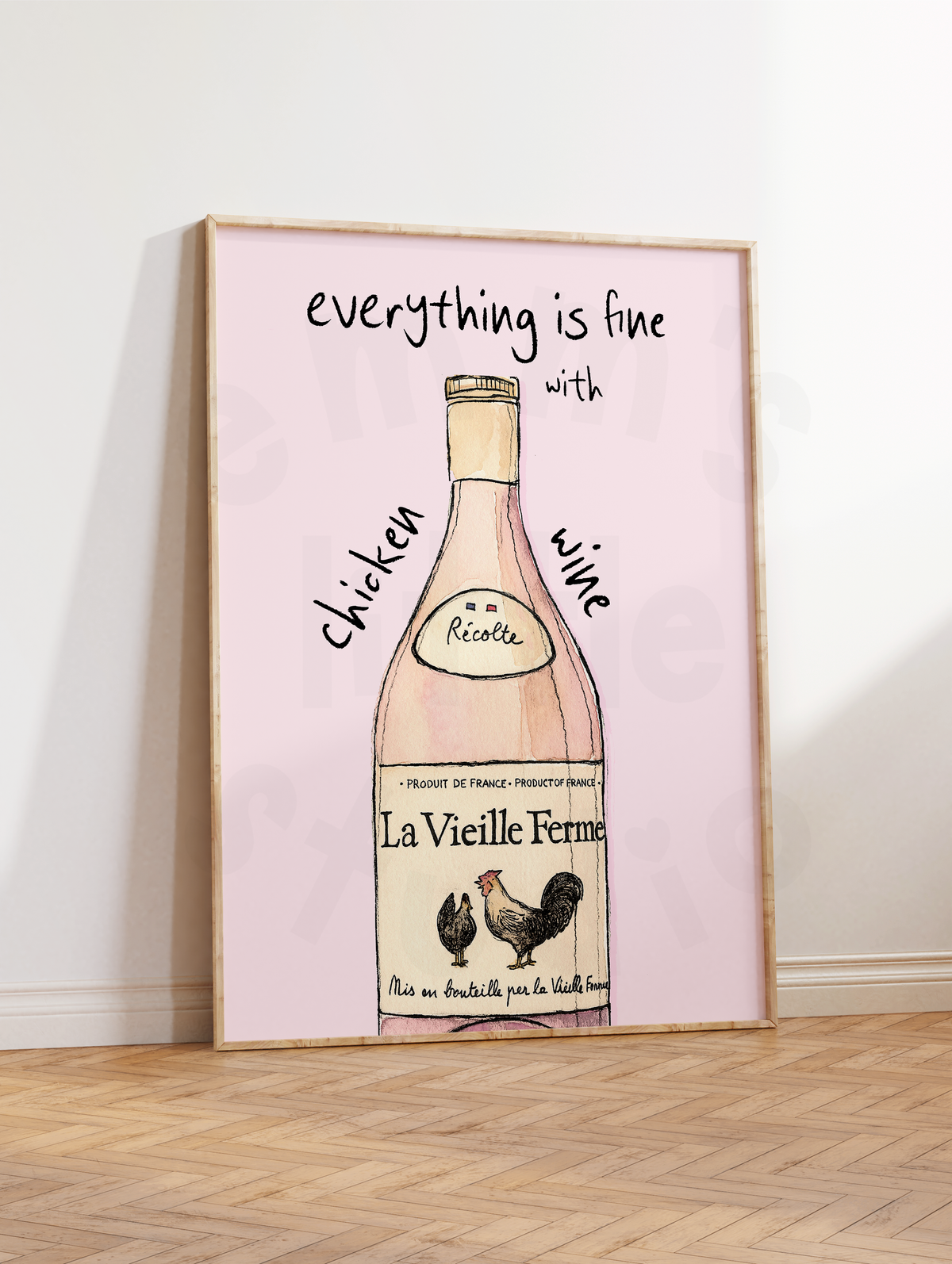 Emm's Little Studio - Chicken Wine Print