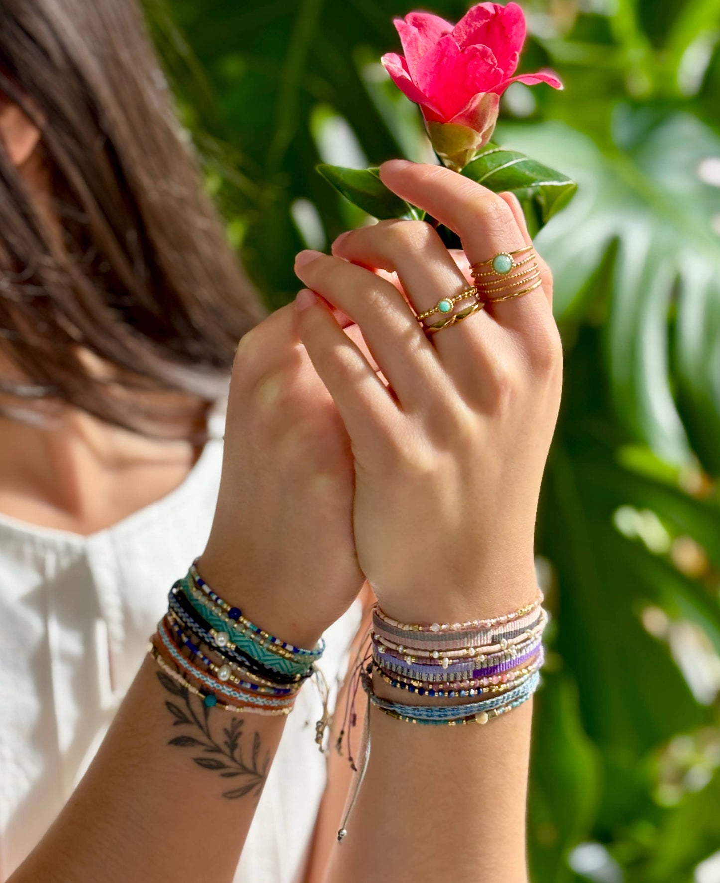 Ocean Ripples - Japanese Miyuki Bracelet Set of 3 Pink