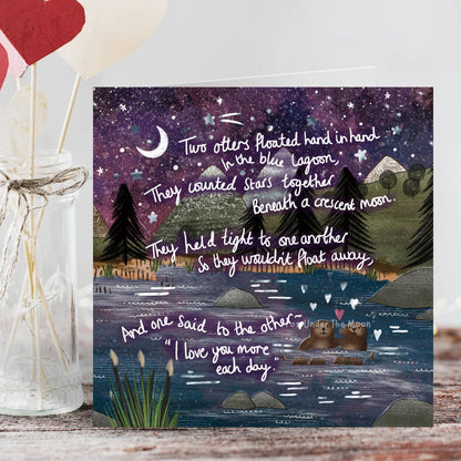 Fox Under The Moon - "Hand In Hand" Foiled Wedding / Anniversary Card