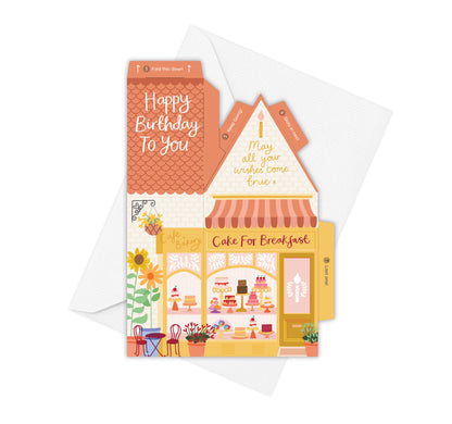 Two For Joy Illustration - Cake for Breakfast Birthday Card – 3D Slot Together Card