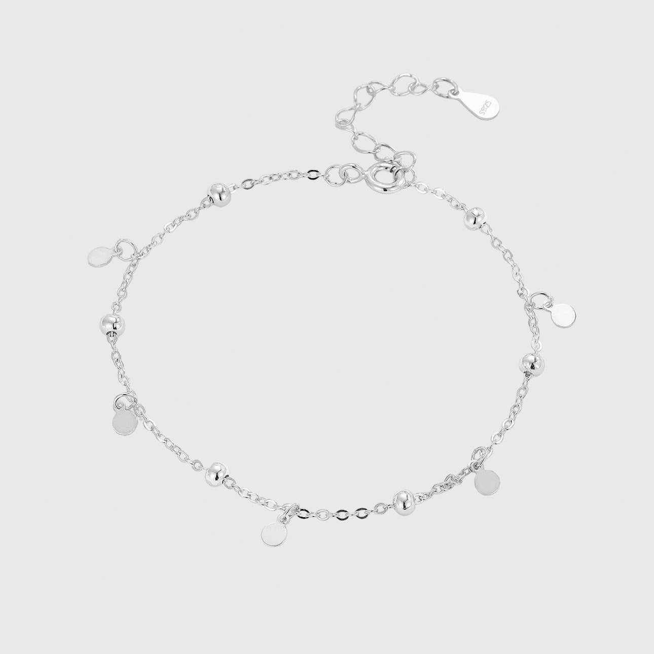 White Leaf - Ball & Disc Bracelet in Sterling Silver