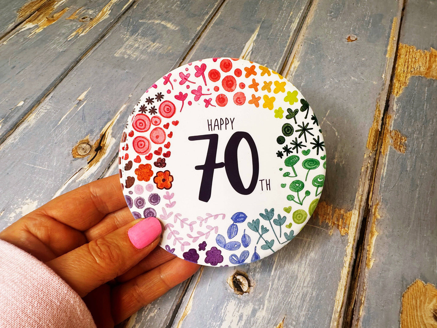 Little Heart - 70 Round Floral Ceramic Coaster