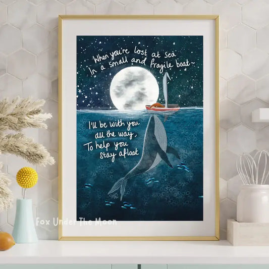 Fox Under The Moon - A4 Art Print - Stay Afloat