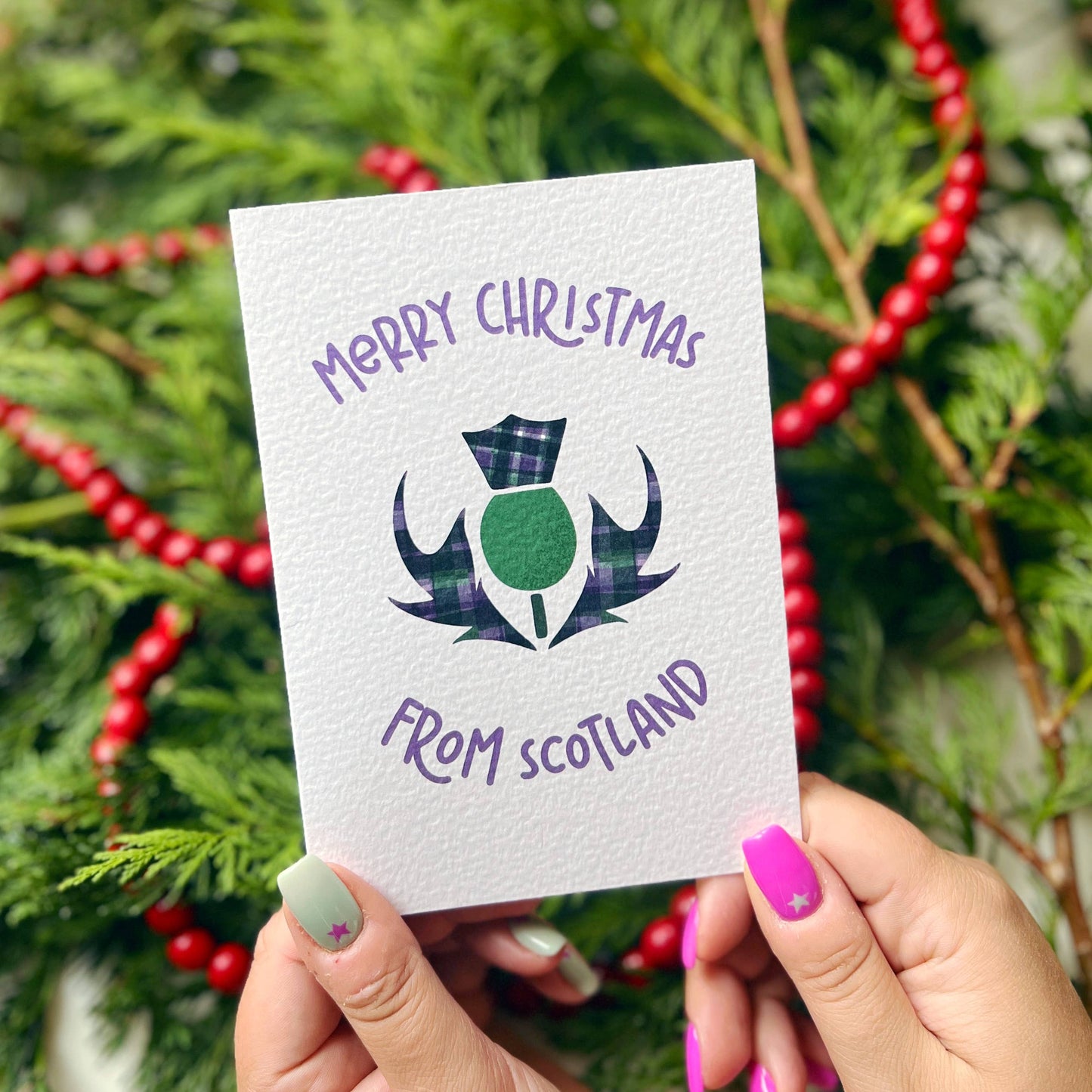 Xoxo Designs by Ruth - Christmas 'Merry Christmas From Scotland' Thistle Card