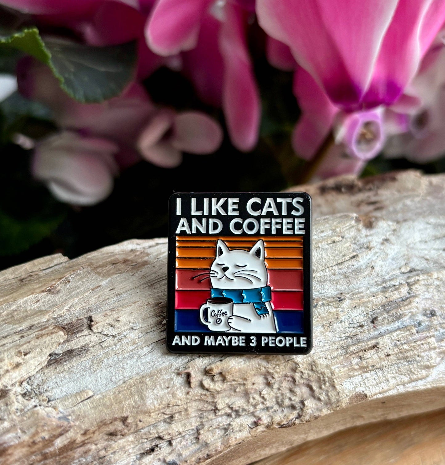 Ocean Ripples - I Like Cats And Coffee... Pin Badge Card