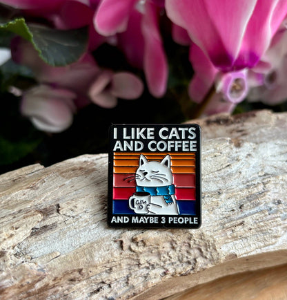 Ocean Ripples - I Like Cats And Coffee... Pin Badge Card