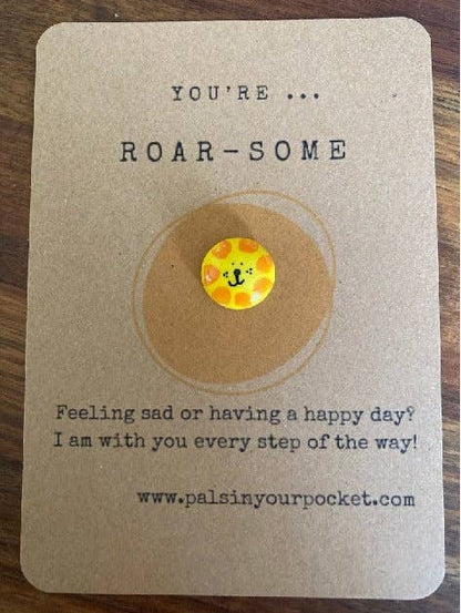 Pals in your Pocket - Lion Encouragement Animal Pebble Pet Rock For Kids