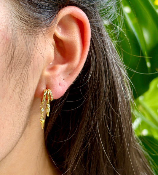 Ocean Ripples - 18ct Gold Plated Vermeil Triple Hoop Dangle Earrings