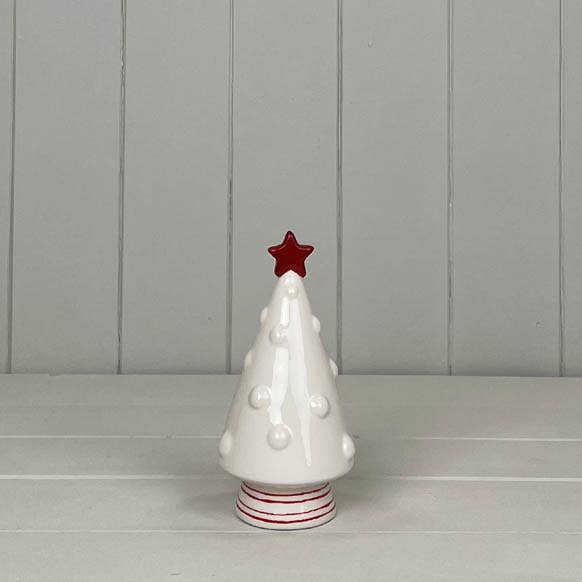 Ceramic white and red Christmas Tree ornament