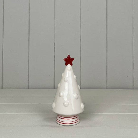 Ceramic white and red Christmas Tree ornament