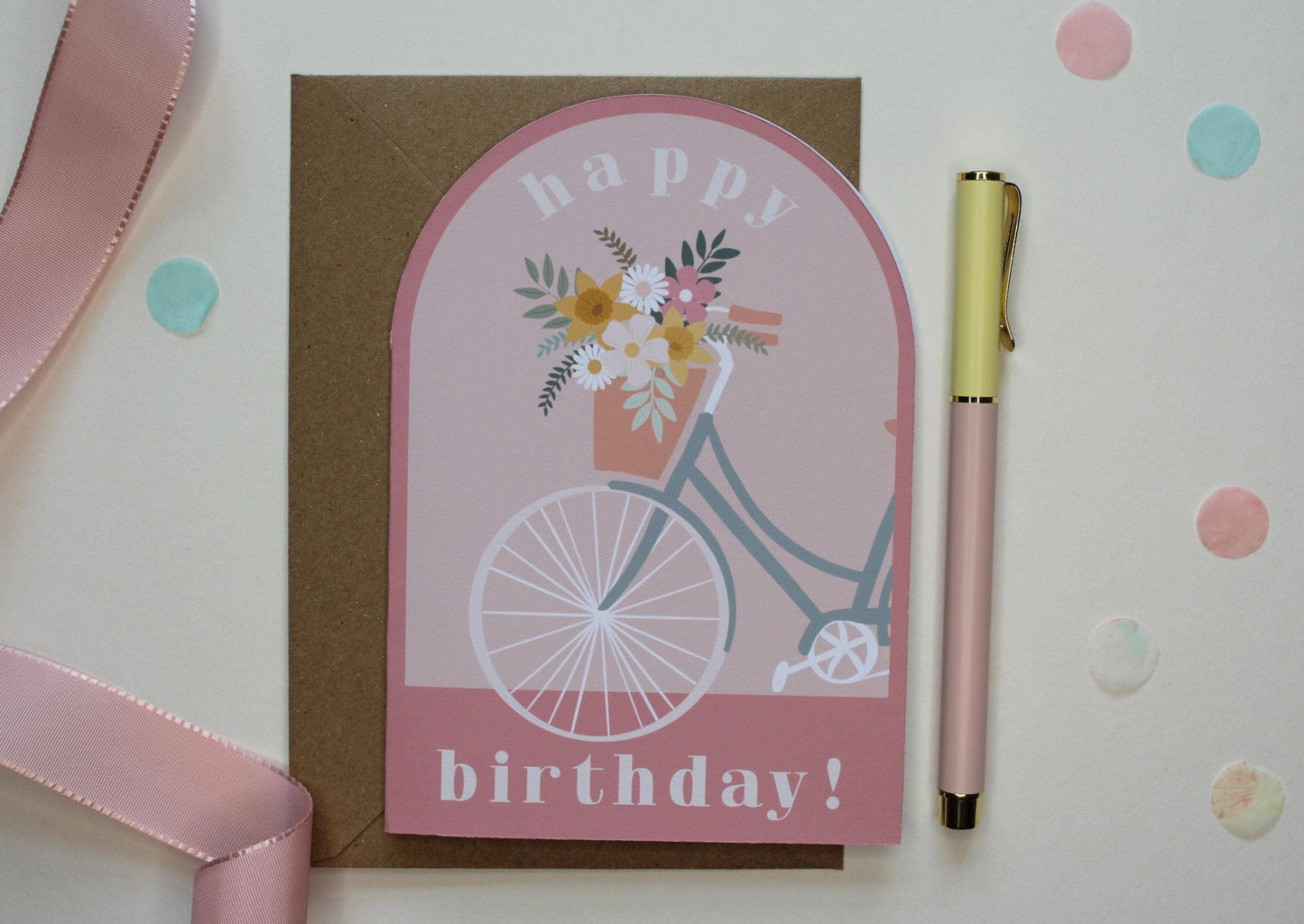 Ellice Owens Designs - Retro Bicycle Birthday Card for Her, Vintage Bike Card