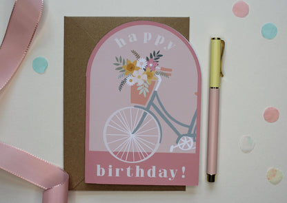 Ellice Owens Designs - Retro Bicycle Birthday Card for Her, Vintage Bike Card