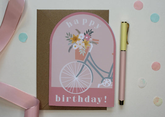 Ellice Owens Designs - Retro Bicycle Birthday Card for Her, Vintage Bike Card