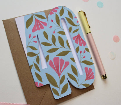 Ellice Owens Designs - 40th Birthday Card for Her – Floral Cutout 40 Card