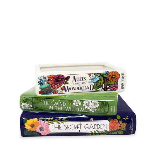 Steel Mill & Co UK - Stacked Books Planter, Alice/Wind in the Willows/The Secret