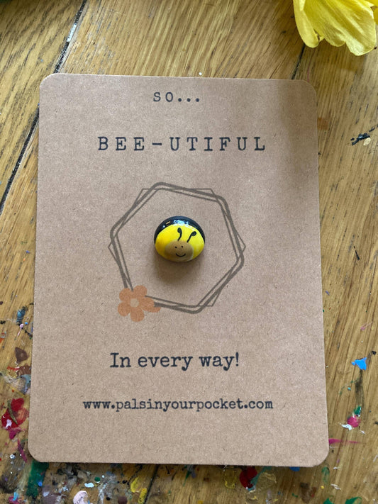 Pals in your Pocket - Bee Pebble Charm For Confidence & Mental Health