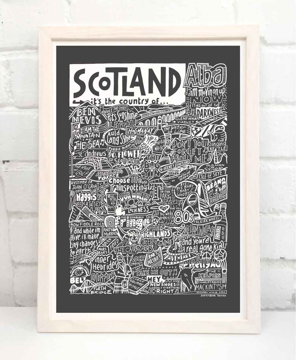 Sketchbook Design - Scotland Landmarks It's The Country Of Art Print