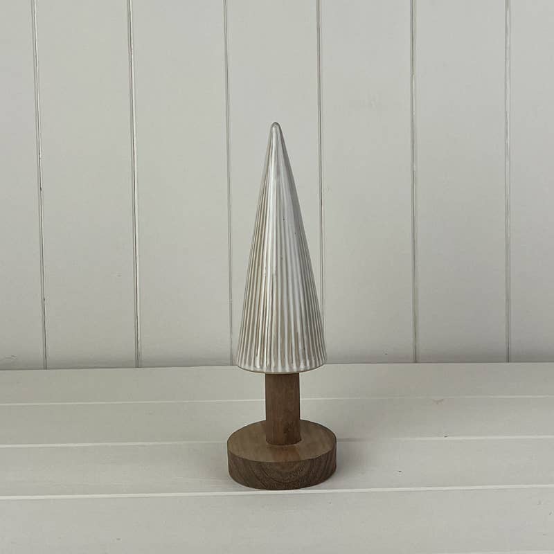 Glazed Ceramic Tree Ornament With Textured Detail