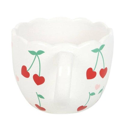 Scalloped Cherry Heart Valentine's Day Mug -birthday gift, mothers day gift