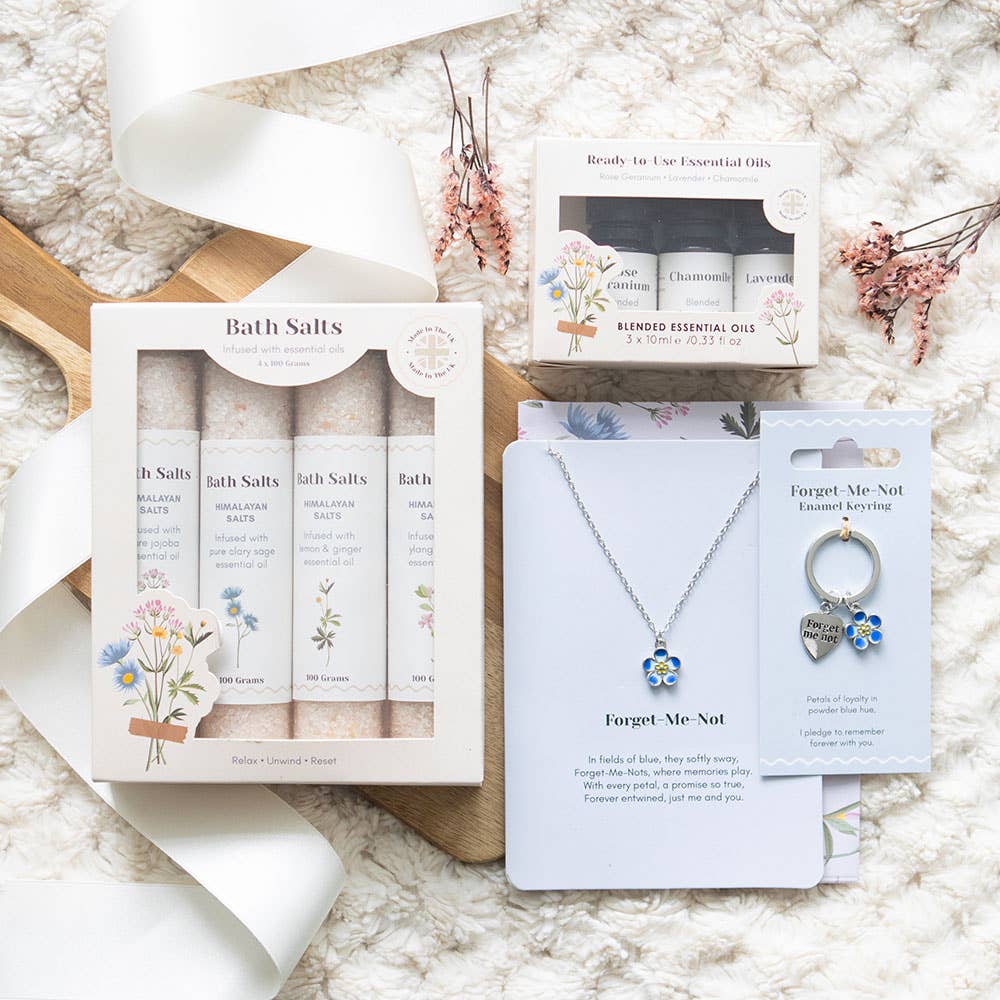 Forget-Me-Not Flower Necklace on Greeting Card