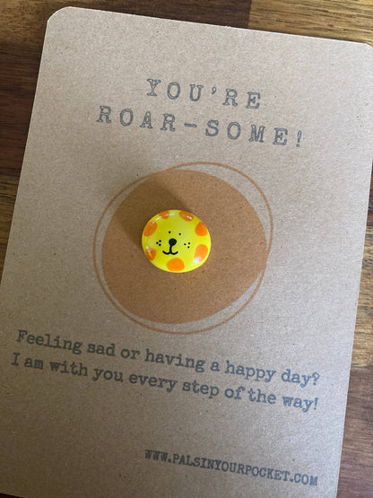 Pals in your Pocket - Lion Encouragement Animal Pebble Pet Rock For Kids