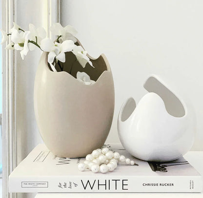 Curved white gloss vase