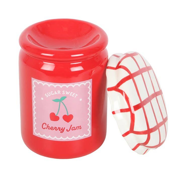 Cherry Jam Jar Oil Burner and Wax Warmer - valentines gift, birthday gift, mothers day gift