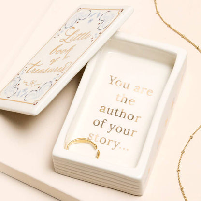Lisa Angel (US Duties Paid) - Ceramic 'Little Book of Treasures' Trinket Pot