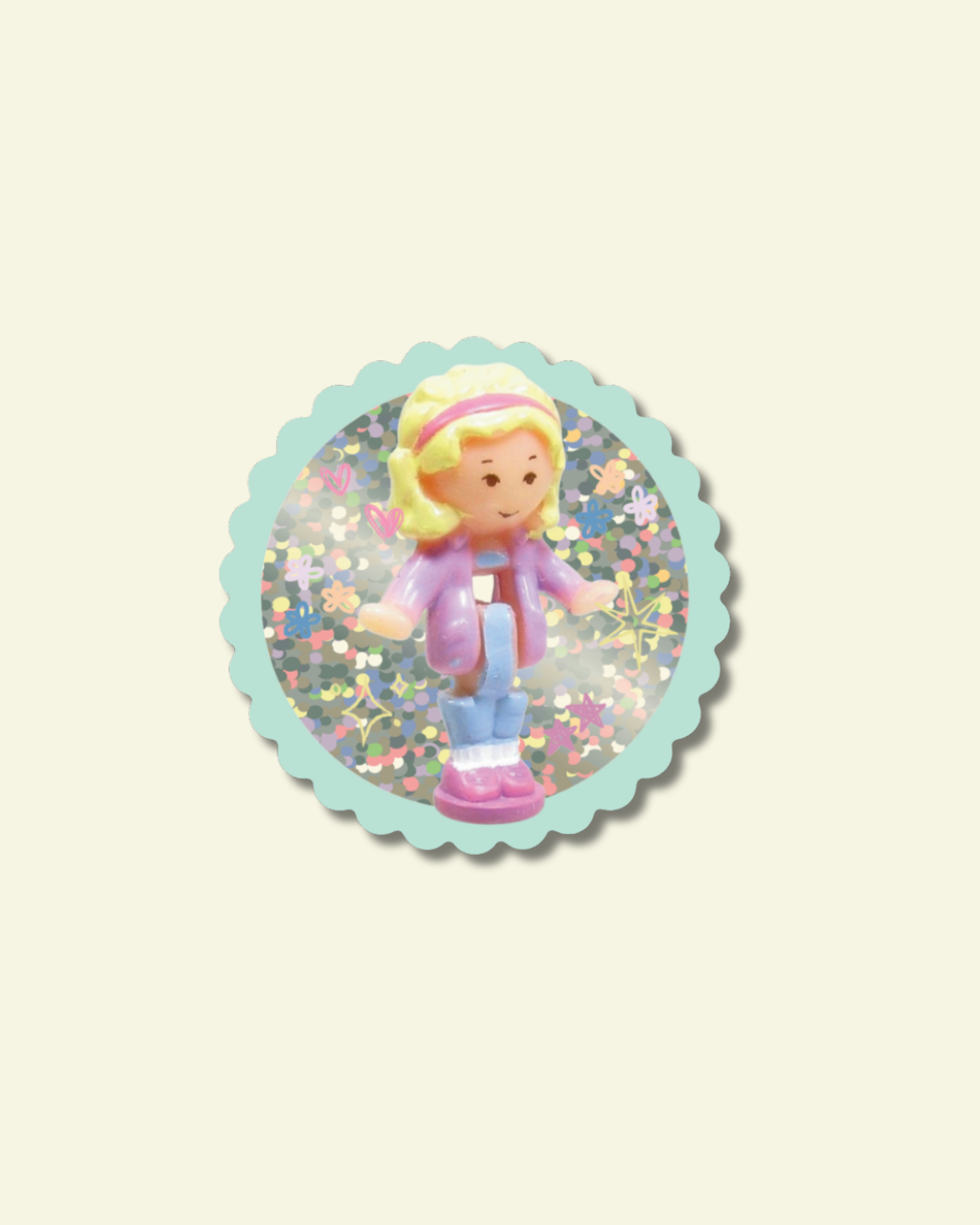 Shellflower - Polly Pocket Girl Glitter Vinyl Sticker 