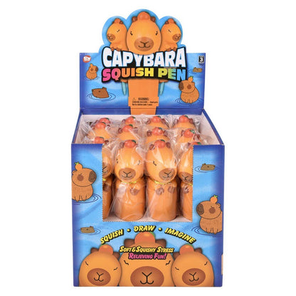 Squish Capybara Fidget Toy Pen Display of 12