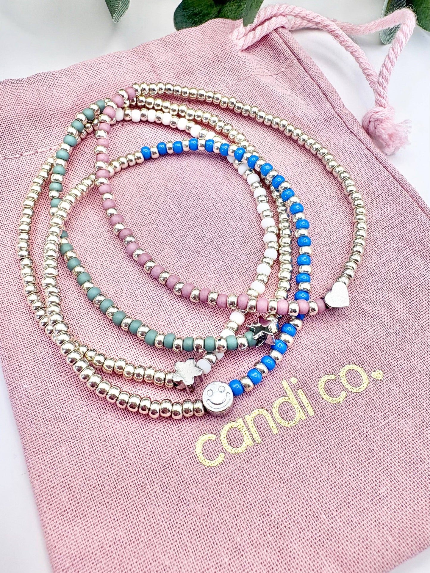 Candi Co Jewellery - Pastel Seed Beaded Charm Bracelet