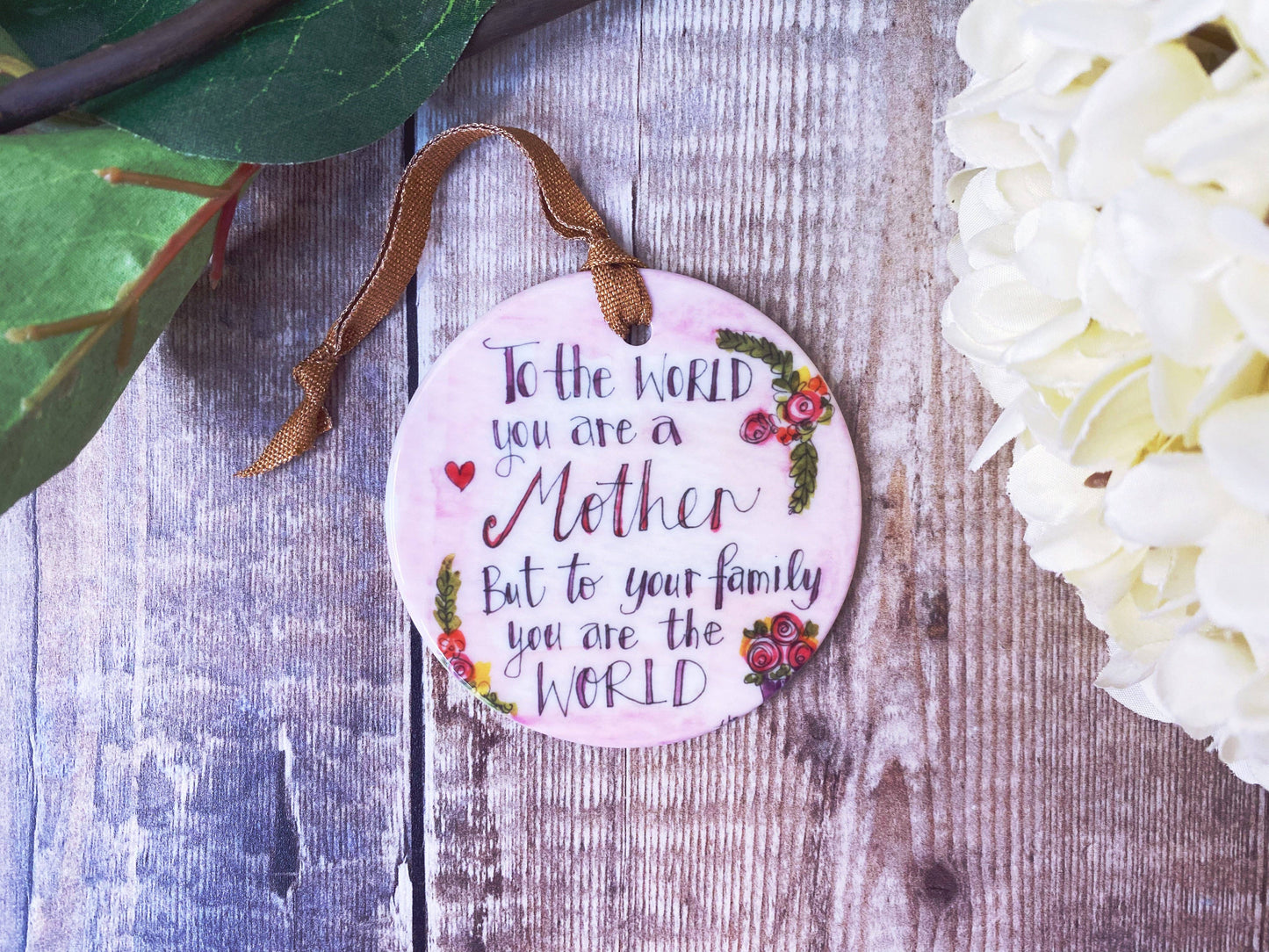 Little Heart - To the World you are a Mother Little Ceramic Hanging Circle