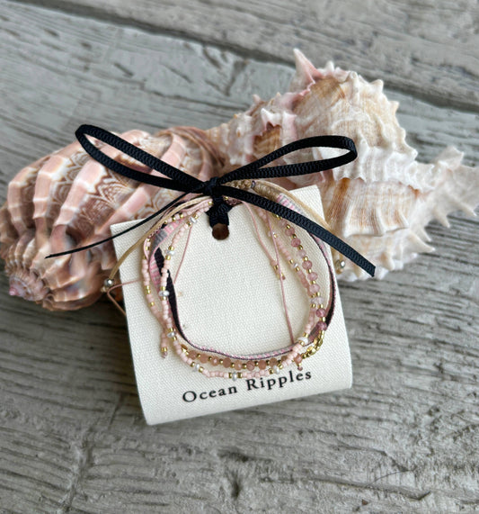 Ocean Ripples - Japanese Miyuki Bracelet Set of 3 Pink