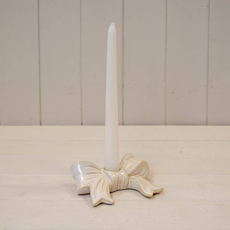 Stone Glazed Long Bow Candle Holder christmas decoration
