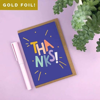 Zoe Spry - Gold Foiled 'thanks!' Letters Thank You Greetings Card
