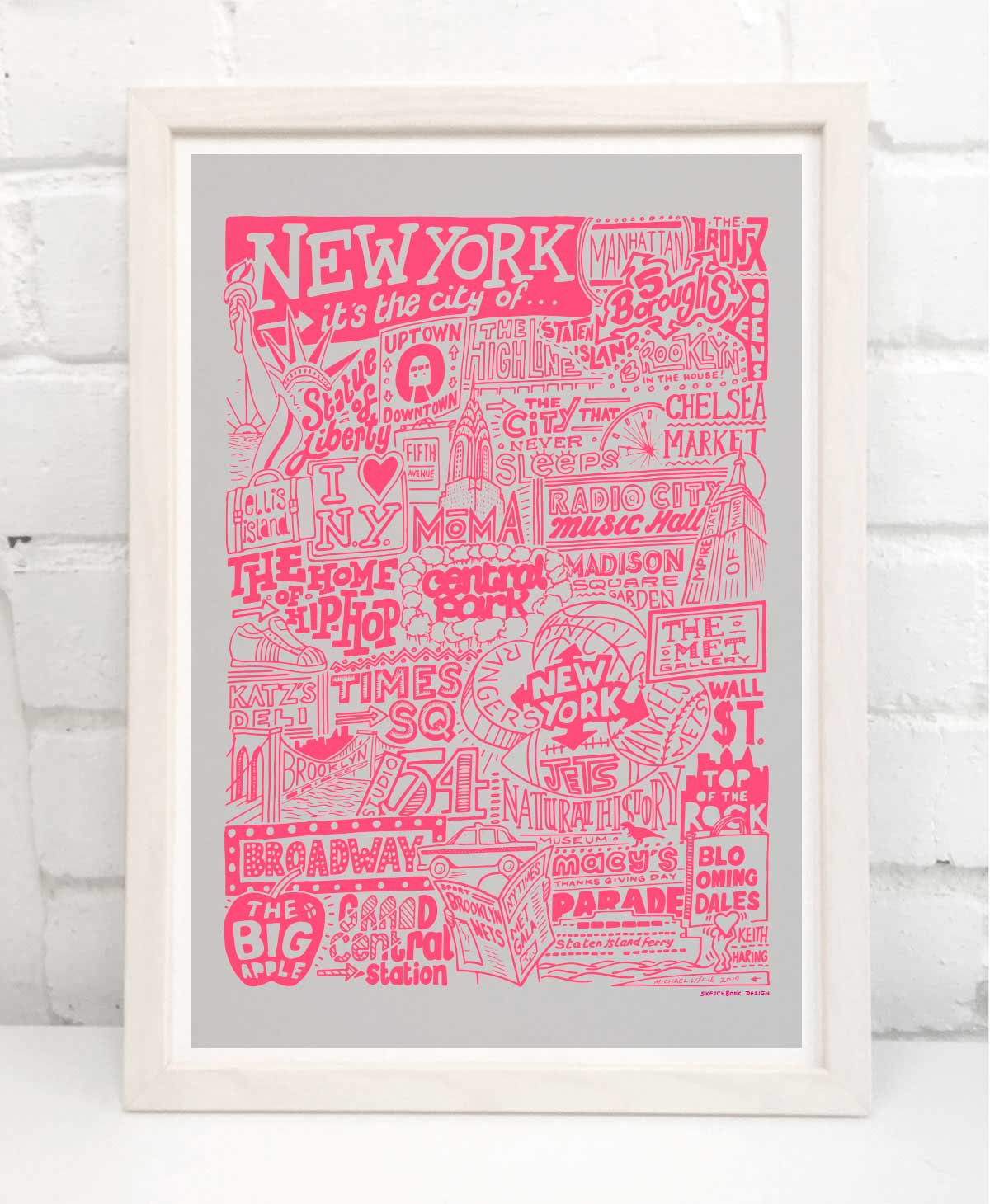 Sketchbook Design - New York City Landmarks It's The City Of Art Print