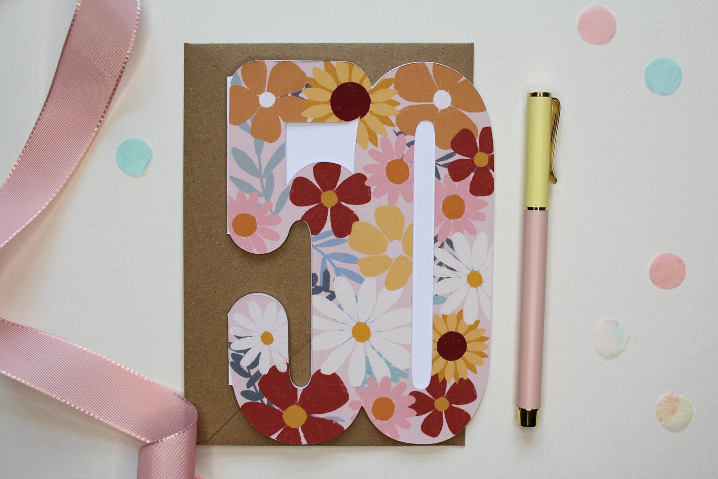 Ellice Owens Designs - Floral 50th Birthday Card for Her